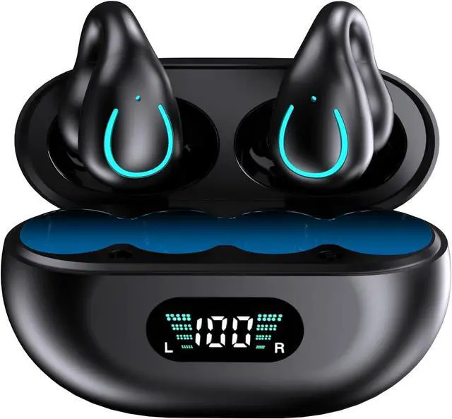 Main image of Loluka Wireless Open Ear Clip Bone Conduction Headset Headphones Earbud Earphones Clip On Open Ear Earbuds Bone Conduction Ear Buds Head Set Earbuds Bone Conducting Headphones Induction Earphones