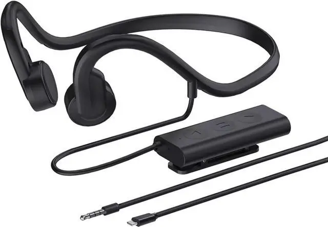 Main image of DanAci 2023 Bone Conduction Bluetooth Headphones, Wired Open-Ear Earbuds with Noise Cancelling Mic 3.5mm/Typec Connector, Sweat Resistant Headphones for Cycling Running and Other Sports