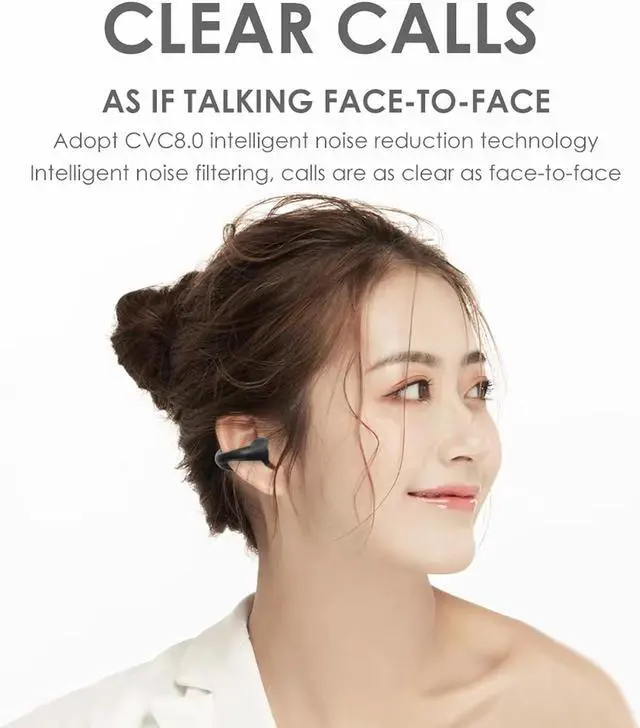 Alt view image 7 of 7 - Loluka Wireless Open Ear Clip Bone Conduction Headset Headphones Earbud Earphones Clip On Open Ear Earbuds Bone Conduction Ear Buds Head Set Earbuds Bone Conducting Headphones Induction Earphones