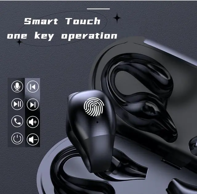 Alt view image 2 of 7 - Ear Clip, Ear Clip Open Ear Headphones, Bone Conduction Headphones, Small Clip On Open Ear Wireless Bluetooth Ear ClipMini Wireless Ear Clip, Clip On Sport Wireless Earbuds Waterproof (Black)