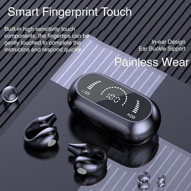Alt view image 4 of 7 - Ear Clip, Ear Clip Open Ear Headphones, Bone Conduction Headphones, Small Clip On Open Ear Wireless Bluetooth Ear ClipMini Wireless Ear Clip, Clip On Sport Wireless Earbuds Waterproof (Black)