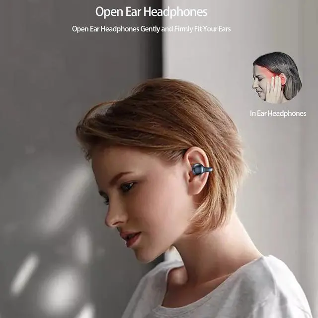 Alt view image 2 of 7 - Wireless Ear Clips Ear Buds Bone Conduction Bluetooth Wireless Headset Open Ear Headphones Ear Clip On Headphones Bone Conducting Induction Earphones Wireless Ear Bone Conduction Headphones