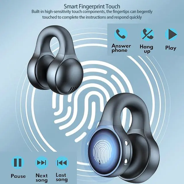 Alt view image 5 of 7 - Wireless Ear Clips Ear Buds Bone Conduction Bluetooth Wireless Headset Open Ear Headphones Ear Clip On Headphones Bone Conducting Induction Earphones Wireless Ear Bone Conduction Headphones