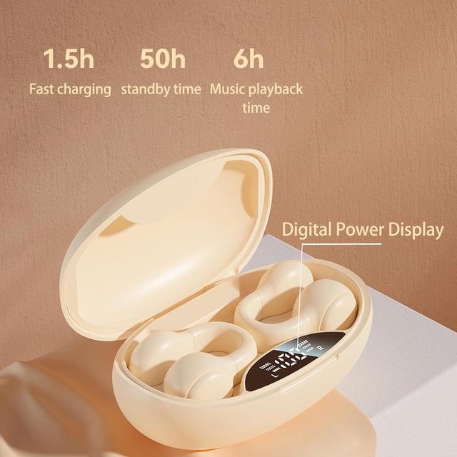 Alt view image 6 of 7 - Wireless Clip On Open Ear Headphones Outer Ear Clips Ear Buds Clip Bone Conducting Conduction Headphones Head Set Bluetooth Over Open Ear Earbuds Bone Conduction Earbuds Headset Black