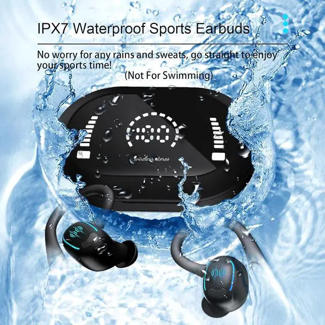 Alt view image 4 of 7 - Xmenha Sport Wireless Over The Ear Buds Earbuds with Earhooks Waterproof Over Ear Earphones Bluetooth Running Workout Wrap Around Earbuds with Ear Hook Sports Running Wrap Around Headphones Wireless