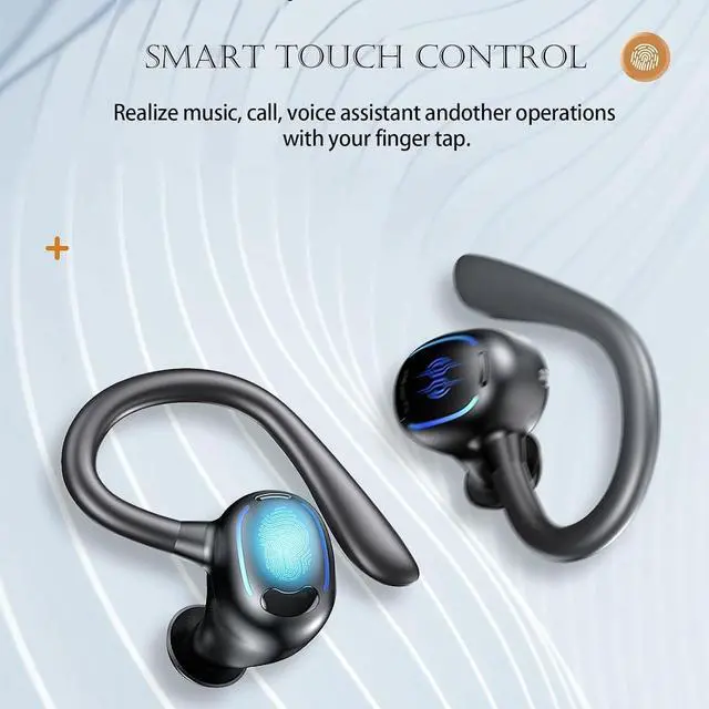 Alt view image 5 of 7 - Xmenha Sport Wireless Over The Ear Buds Earbuds with Earhooks Waterproof Over Ear Earphones Bluetooth Running Workout Wrap Around Earbuds with Ear Hook Sports Running Wrap Around Headphones Wireless