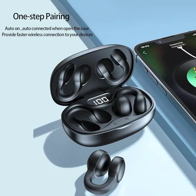 Alt view image 6 of 7 - Wireless Ear Clips Ear Buds Bone Conduction Bluetooth Wireless Headset Open Ear Headphones Ear Clip On Headphones Bone Conducting Induction Earphones Wireless Ear Bone Conduction Headphones