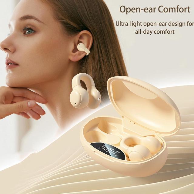 Alt view image 2 of 7 - Wireless Clip On Open Ear Headphones Outer Ear Clips Ear Buds Clip Bone Conducting Conduction Headphones Head Set Bluetooth Over Open Ear Earbuds Bone Conduction Earbuds Headset Black