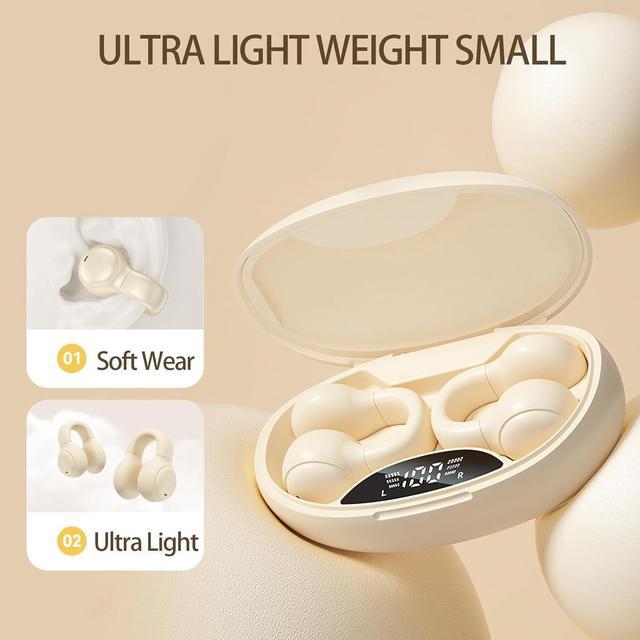 Alt view image 3 of 7 - Wireless Clip On Open Ear Headphones Outer Ear Clips Ear Buds Clip Bone Conducting Conduction Headphones Head Set Bluetooth Over Open Ear Earbuds Bone Conduction Earbuds Headset Black