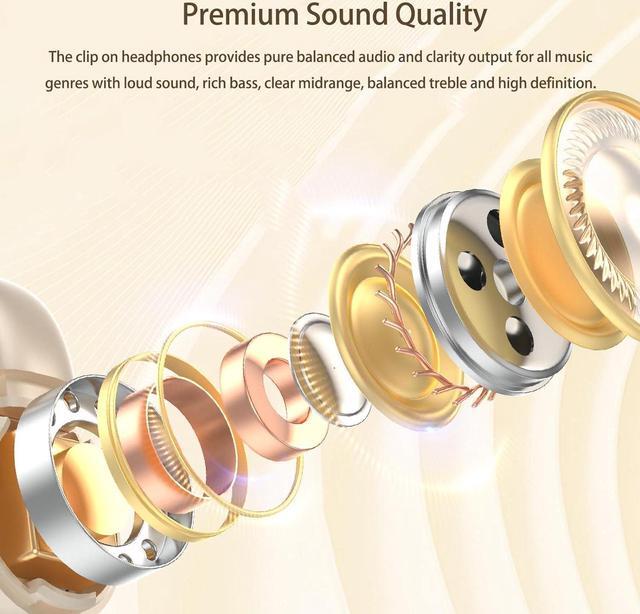 Alt view image 5 of 7 - Wireless Clip On Open Ear Headphones Outer Ear Clips Ear Buds Clip Bone Conducting Conduction Headphones Head Set Bluetooth Over Open Ear Earbuds Bone Conduction Earbuds Headset Black