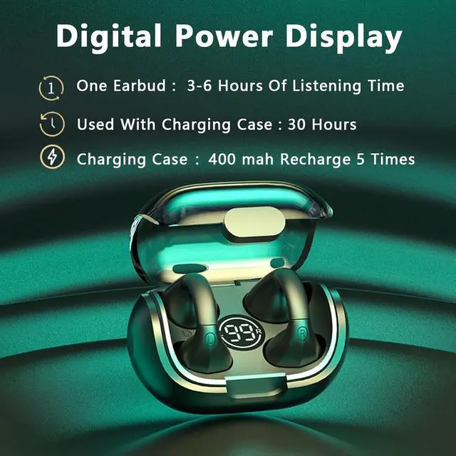 Alt view image 7 of 7 - Ear Clips Ear Buds Wireless Clip On Open Ear Headphones Earbuds Ear Clip Bone Conducting Conduction Headphones Headset Earphones Bone Induction Conduction Earbuds Bluetooth Earbud Ear Buds