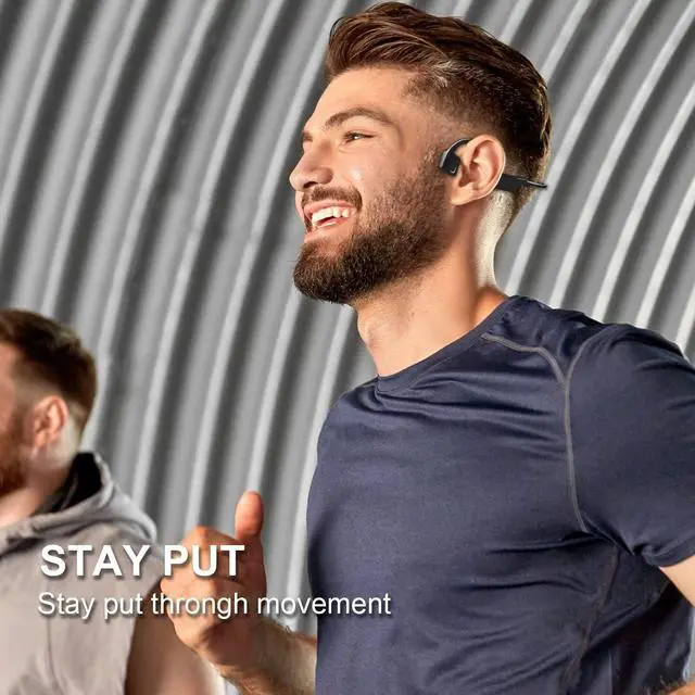 Alt view image 2 of 7 - Open-Ear Wireless Bluetooth Bone Conduction Sport Headphones coclear Sweat Resistant Wireless Earphones with LED Light for Night Running Built (2)