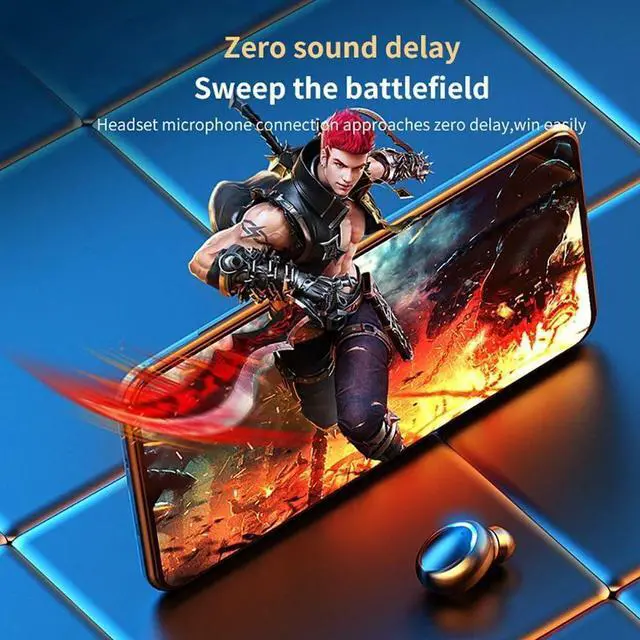 Alt view image 6 of 7 - Bluetooth 5.0 Wireless Earbuds in-Ear Headphones with Microphone, 40 Hours of Playback Time, High Fidelity Sound, Heavy Bass, IPX7 Waterproof,Charging Case, Suitable for Sports/Fitness/Office/Home