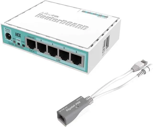 Main image of Mikrotik hEX RB750Gr3 Router Gigabit 5 Ports with Free RBGPOE POE Injector for Gigabit LAN Products