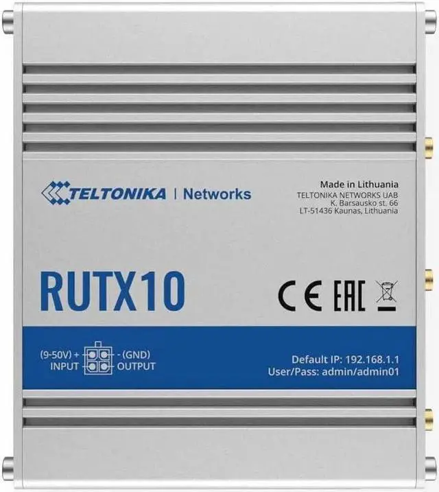 Alt view image 2 of 5 - Teltonika RUTX10000200 Professional Ethernet Router, US PSU, 4 x Ethernet Ports, Digital Input/Output for Remote Monitoring, Compatible with Teltonika Remote Management System