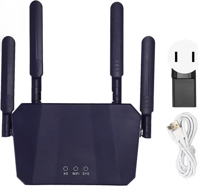 Alt view image 5 of 7 - 4G LTE Wireless Router, Professional 300Mbps 4 Antennas Long Range High Sensitivity 2.4G 4G Portable WiFi with SIM Card Slot for Home (US Plug)