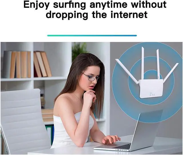 Alt view image 3 of 7 - 4G LTE Wireless Router, 300Mbps 100240V High Gain Antenna Preventing Interference High Speed Cat4 Mobile WiFi Hotspot Router for European Area for Office (US Plug)