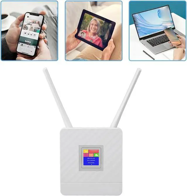 Alt view image 7 of 7 - Wireless 4G Network Router, 4G LTE Wireless Router with SIM Card Slot Cat4 Unlocked Wireless Mobile WiFi Hotspot Routers with 2 Antennas US Plug 100240V (US Plug)