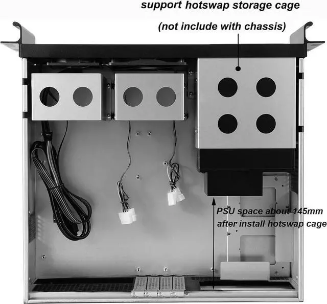 Alt view image 5 of 5 - 3U MATX rackmoun Server Chassis Micro ATX/Mini-itx 2x5.25+5x3.5 Bays Support ATX PSU with Side Cooling