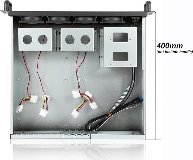Alt view image 4 of 7 - MicroATX/Mini-ITX 2U Rackmount Server Case Max 7x3.5 Bays, USB3.0 with 2.0 Adapter, ATX PSU Support, Top or Side Cooling, 15.7" Depth