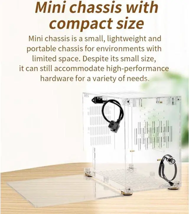 Alt view image 5 of 7 - Mini ITX Computer Case, DIY Transparent Desktop Computer Chassis, Cable Management System, 360 Degree Open Acrylic PC Gaming Case, 266x235x161mm