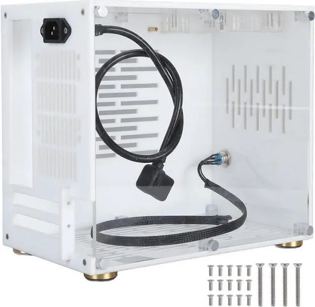 Alt view image 7 of 7 - Mini ITX Computer Case, 360° Open Heat Dissipation Mini Tower Computer Chassis, Acrylic Transparent Panels Gaming Desktop Computer Case for DIY Gamers
