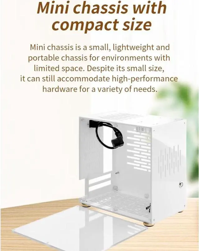 Alt view image 5 of 7 - Mini ITX Computer Case, 360° Open Heat Dissipation Mini Tower Computer Chassis, Acrylic Transparent Panels Gaming Desktop Computer Case for DIY Gamers