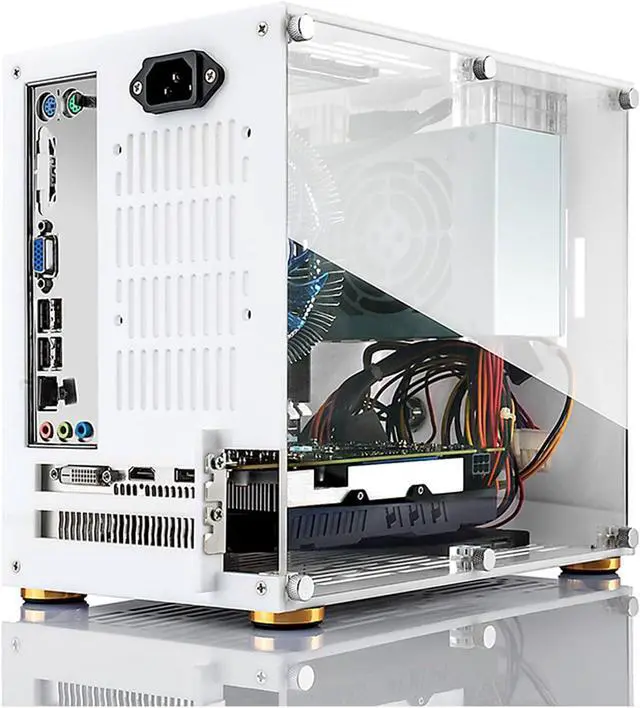 Main image of Mini ITX Computer Case, Desktop Computer Chassis, Acrylic Transparent Panel, 360 Degree Open PC Gaming Case, Supports ITX Motherboard, 266x235x161mm