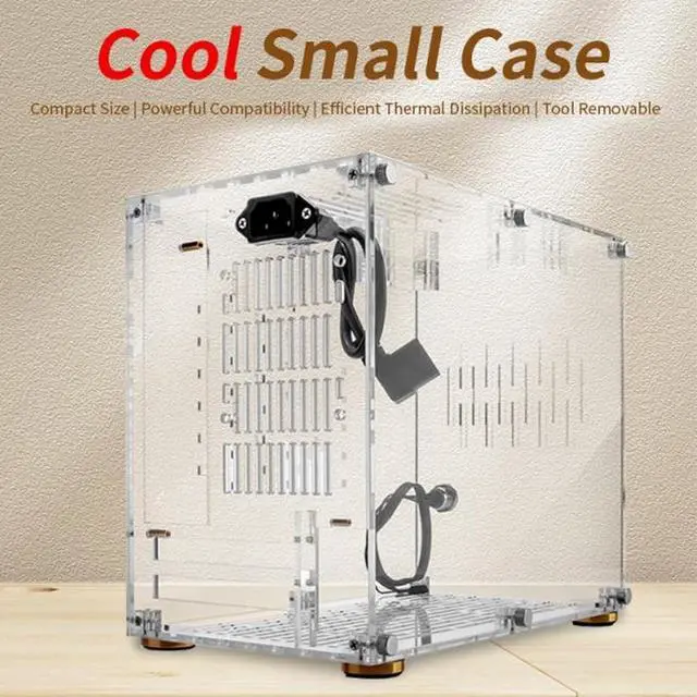 Alt view image 5 of 7 - Mini Itx Case, Small Form Factor PC Case 360 Degrees Open Hollow Cooling DIY Mini Itx Computer Gaming Case Clear Acrylic Micro Itx Case for Desktop PC 100240V