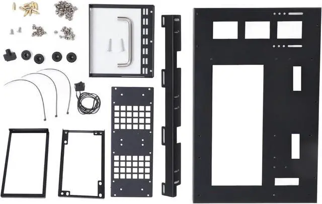 Alt view image 4 of 7 - DIY Computer Motherboard Case Rack, Open Frame with Handle, Micro ATX Case C2P, Aluminum Gaming MATX PC Case with Tempered Glass Side Panel