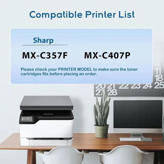 Alt view image 2 of 5 - Ennovor MX-C35TC Cyan Compatible High Yield Toner Cartridge Replacement for Sharp MX-C35TB MX-C35TC MX-C35TM MX-C35TY, for Use in MX-C357F MX-C407P Printer (Cyan 6000 Pages)