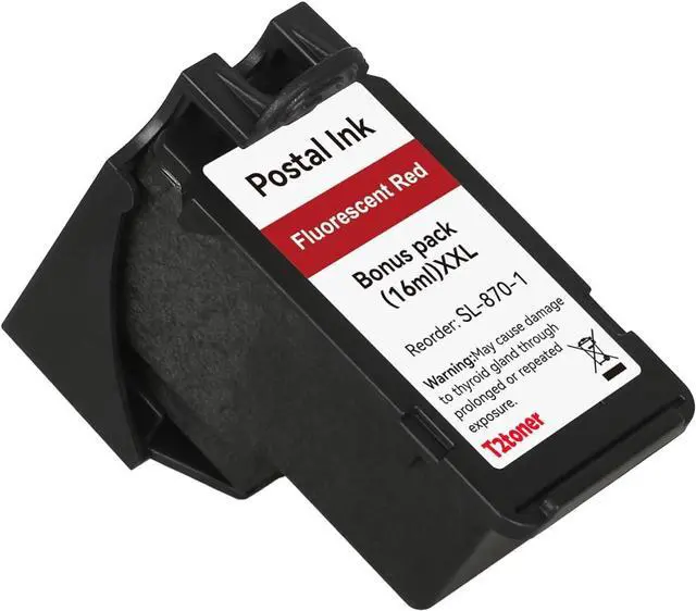 Alt view image 5 of 6 - Ultra High Capacity SL-870-1 XXL Red Ink Cartridge Compatible SL870-1 SL8701 XXL Fluorescent Red Ink Replacement for The PB New SendPro Mailstation Postage Meter (CSD1) Machine (4 Pack-64 ml in Total)