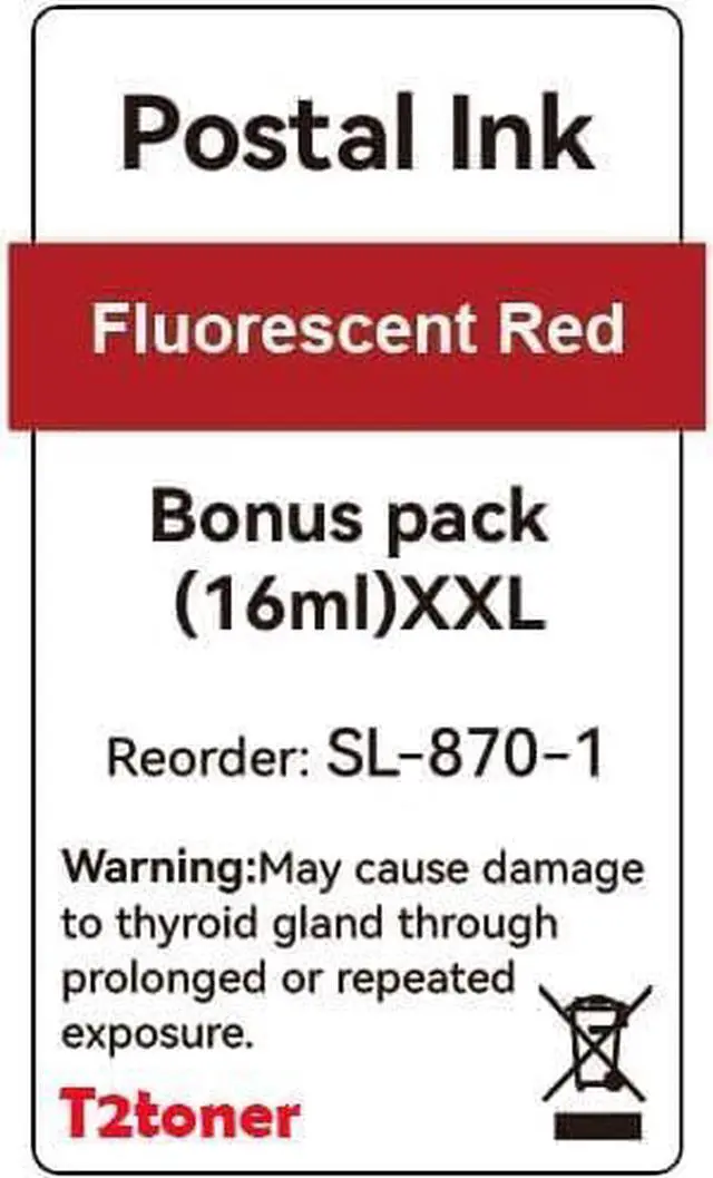 Alt view image 6 of 6 - Ultra High Capacity SL-870-1 XXL Red Ink Cartridge Compatible SL870-1 SL8701 XXL Fluorescent Red Ink Replacement for The PB New SendPro Mailstation Postage Meter (CSD1) Machine (4 Pack-64 ml in Total)