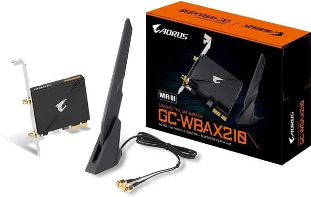 Main image of GIGABYTE WiFi 6E GC-WBAX210 (2x2 802.11ax/ Tri-Band WiFi/Bluetooth 5.2/ PCIe Expansion Card)