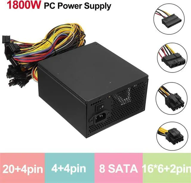 Alt view image 2 of 7 - 1800W PC Power Supply Miner Power Graphics Card PSU ATX Mining Machine Power Supply 180~240V 80+ Platinum Certified