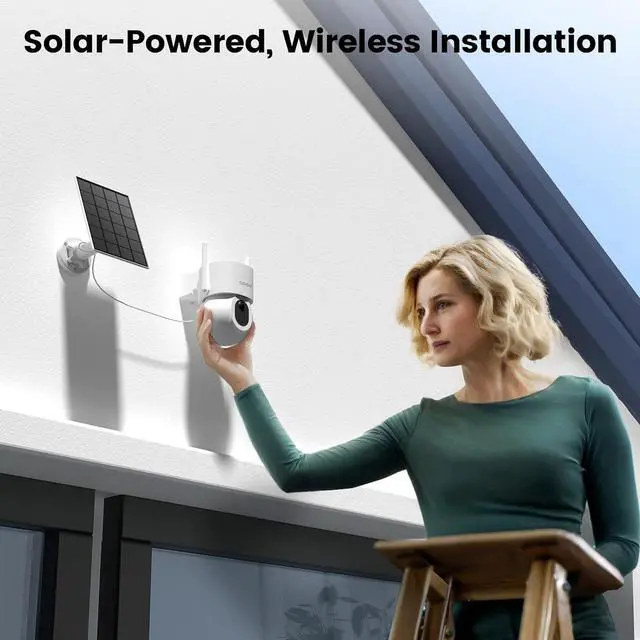 Alt view image 2 of 7 - AOSU Security Cameras Wireless Outdoor - 3K/5MP Solar Powered 400-Lumen Floodlight Camera, 360° Pan/Tilt Surveillance, Night Vision, 2.4G WiFi Camera, Auto Tracking, AI Human/Vehicle/Pet Detection