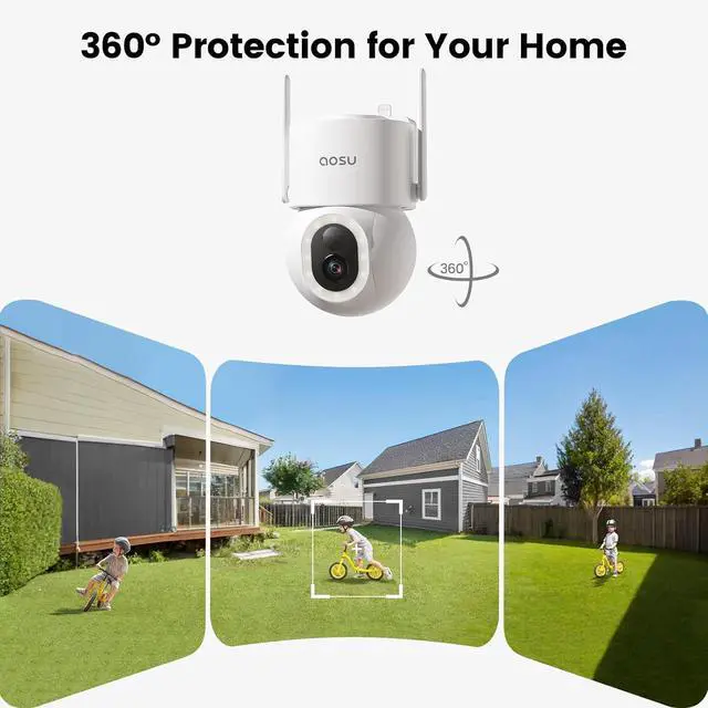 Alt view image 3 of 7 - AOSU Security Cameras Wireless Outdoor - 3K/5MP Solar Powered 400-Lumen Floodlight Camera, 360° Pan/Tilt Surveillance, Night Vision, 2.4G WiFi Camera, Auto Tracking, AI Human/Vehicle/Pet Detection