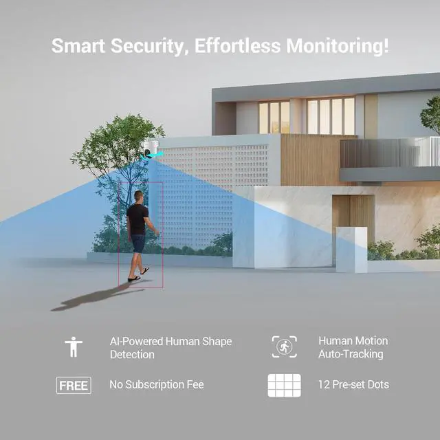 Alt view image 5 of 7 - EZVIZ 360° Security Camera Outdoor with Auto-Tracking, WiFi Surveillance Camera for Home Security, Human/Motion Detection, Color Night Vision, Two-Way Talk, Waterproof, Alexa/Google | H8C 2MP