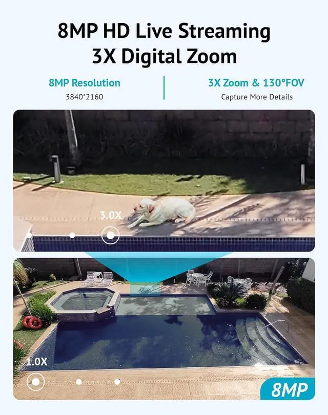 Alt view image 3 of 7 - LaView 4K Security Camera Outdoor with Color Night Vision,8MP Wired Cameras for Home Security,IP65 Waterproof Camera, 24/7 Live Video,2 Way Talk,Cloud Storage/SD Slot,Compatible with Alexa(4 Pack)