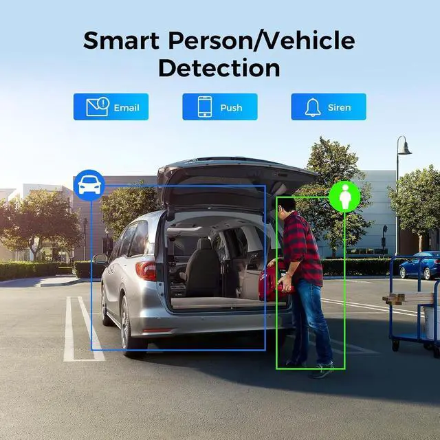 Alt view image 3 of 7 - Hiseeu [Human Vehicle Detect] 5MP PoE Camera, IP Camera Outdoor, 2 Way Audio, Spotlight&Sound Alarm, IP67 Waterproof, Remote Access, No Monthly Fee, Work w PoE NVR