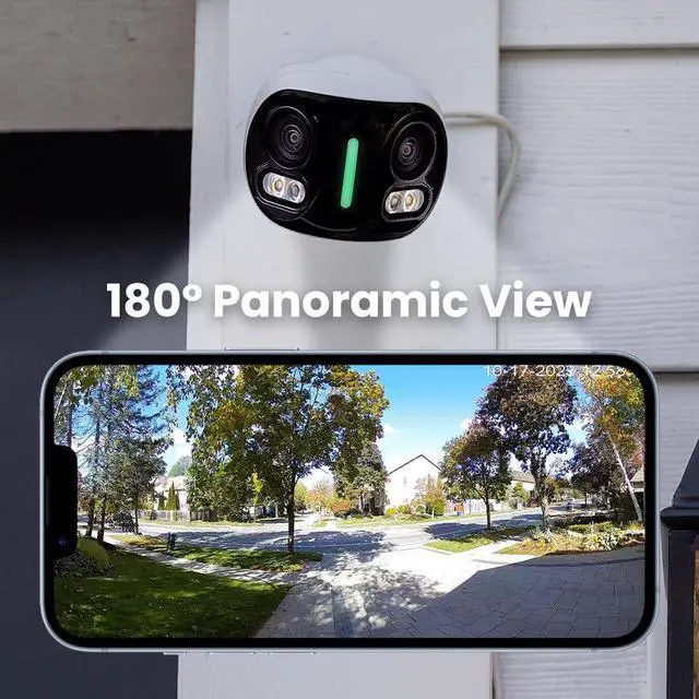 Alt view image 5 of 7 - Lorex 4K 8MP IP Wired Dual-Lens Add-On Outdoor Security Camera - Smart Security Lighting,180° Panoramic View, Color Night Vision, 2-Way Talk, Requires Recorder
