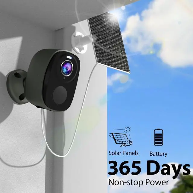 Alt view image 3 of 6 - 3Pack Security Cameras Wireless Outdoor with Solar Panel,2.5K Solar Security Outdoor Cameras for Home Security with Spotlight & Siren Alarm, 2-Way Audio, Color Night Vision, AI Detection, Works/Alexa