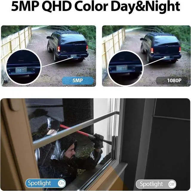 Alt view image 5 of 6 - 3Pack Security Cameras Wireless Outdoor with Solar Panel,2.5K Solar Security Outdoor Cameras for Home Security with Spotlight & Siren Alarm, 2-Way Audio, Color Night Vision, AI Detection, Works/Alexa