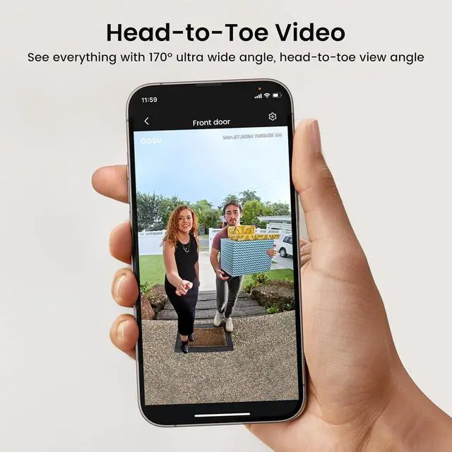 Alt view image 5 of 7 - AOSU Doorbell Camera Wireless - Head-to-Toe View, Intelligent Package Detection 2K Security Camera Indoor, Baby Monitor Pet Camera 360-Degree for Home Security