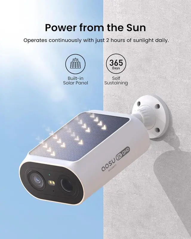 Alt view image 6 of 7 - AOSU Solar Security Cameras Wireless Outdoor, 2Mins DIY Installation, No Subscription Cameras for Home Security System, Local Storage, 2K Color Night Vision for Surveillance, 2.4&5ghz WiFi, 4 Cam-kit