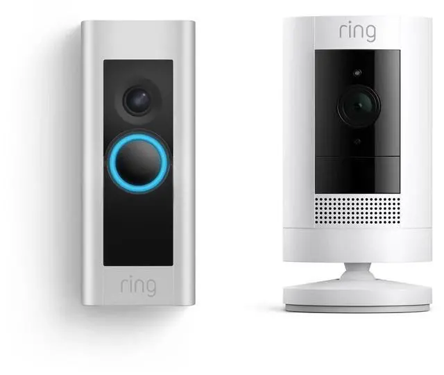Main image of Ring Wired Doorbell Plus with Ring Stick Up Cam, Battery White
