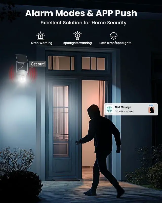 Alt view image 7 of 7 - Solar Security Cameras Wireless Outdoor, 3MP Pan Tilt 360°WiFi Camera with Color Night Vision/PIR Sensor/2-Way Audio/Alexa/Google Assistant