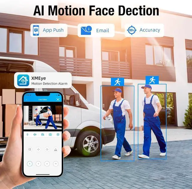 Alt view image 6 of 7 - Gadpiparty TOWODE 4CH Security Camera System 1080P 4-Channel Hybrid 5-in-1 DVR Security Video Recorder with 1TB Hard Drive 5MP Surveillance Security System with Human Detection, Remote Access 24/7 Re