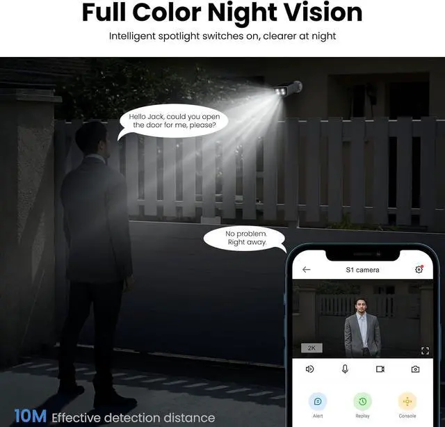 Alt view image 4 of 5 - Cameras for Home Security-2K Wireless Security Camera Outdoor with AI Motion Detection & Siren, Non-Stop Solar Powered Charging, Color Night Vision, SD/Cloud Storage, Waterproof, S1 4P