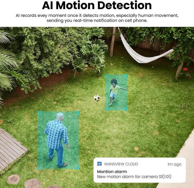 Alt view image 3 of 5 - Cameras for Home Security-2K Wireless Security Camera Outdoor with AI Motion Detection & Siren, Non-Stop Solar Powered Charging, Color Night Vision, SD/Cloud Storage, Waterproof, S1 4P
